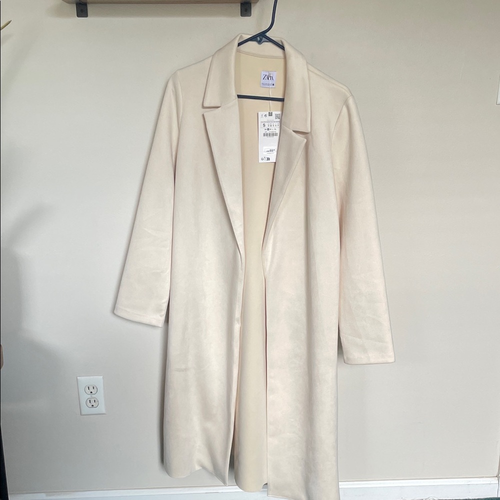 Zara Women's Cream Longline Coat